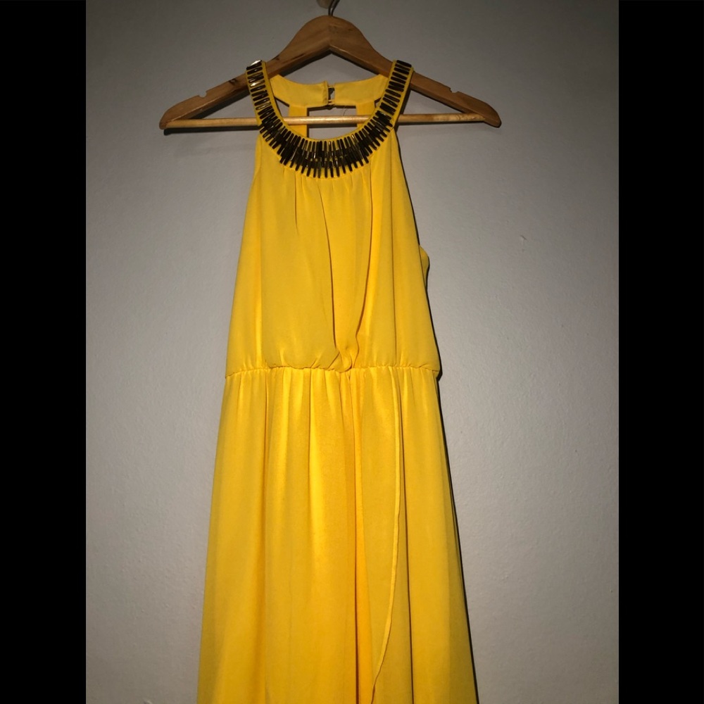 Yellow Maxi Dress with embedded Necklace